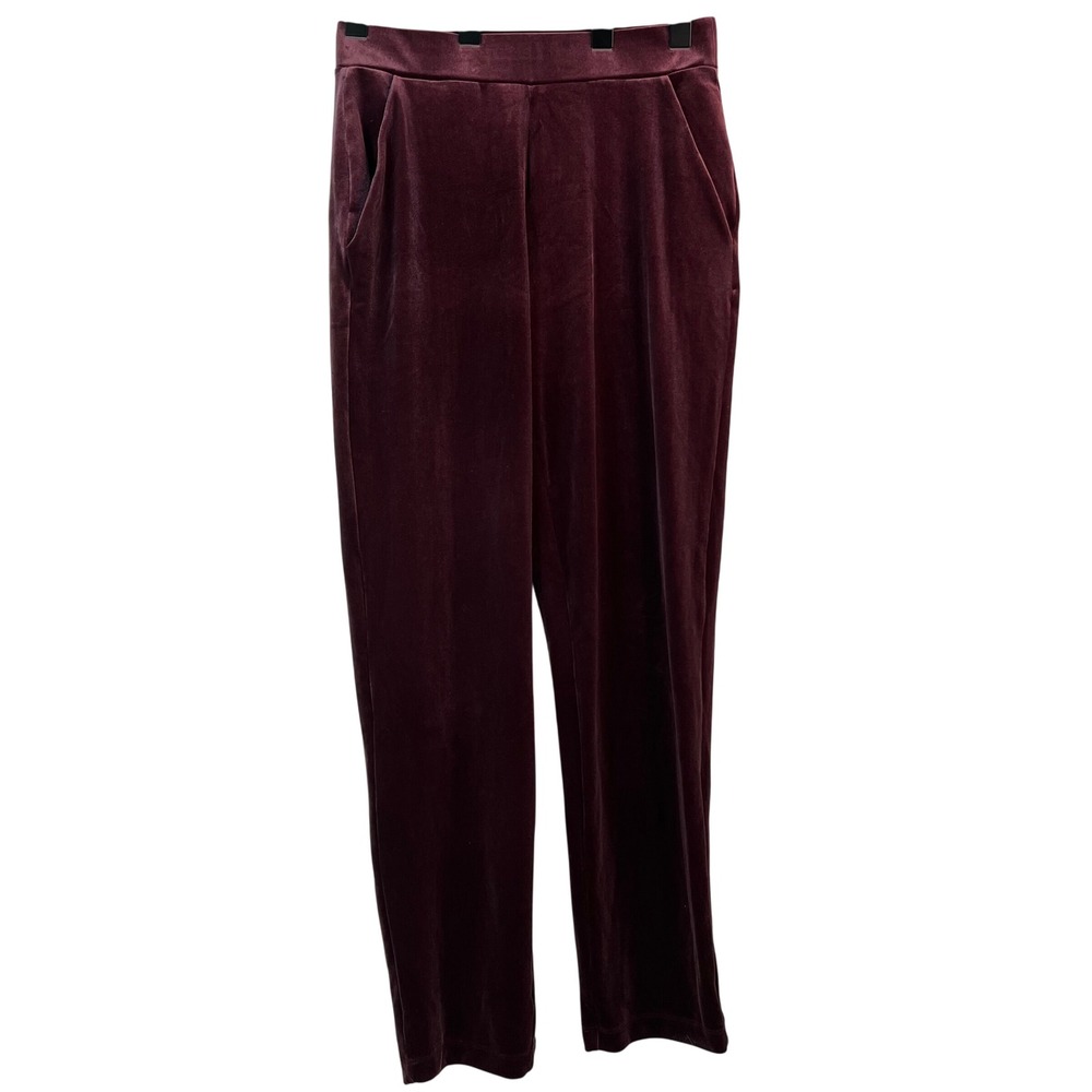 Loft Velvet Pants Small Tall Burgundy Plum Relaxed Fit Coquette Gothic Feminine